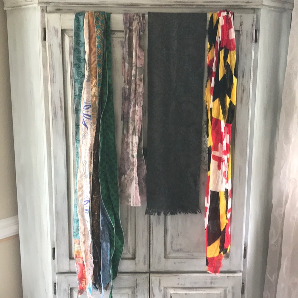 4 Scarf Bundle: Saris, floral, green paisley, MD